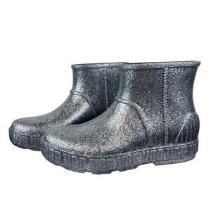UGG Women's Silver Drizlita Glitter Waterproof Rubber Boots (Sz 8)